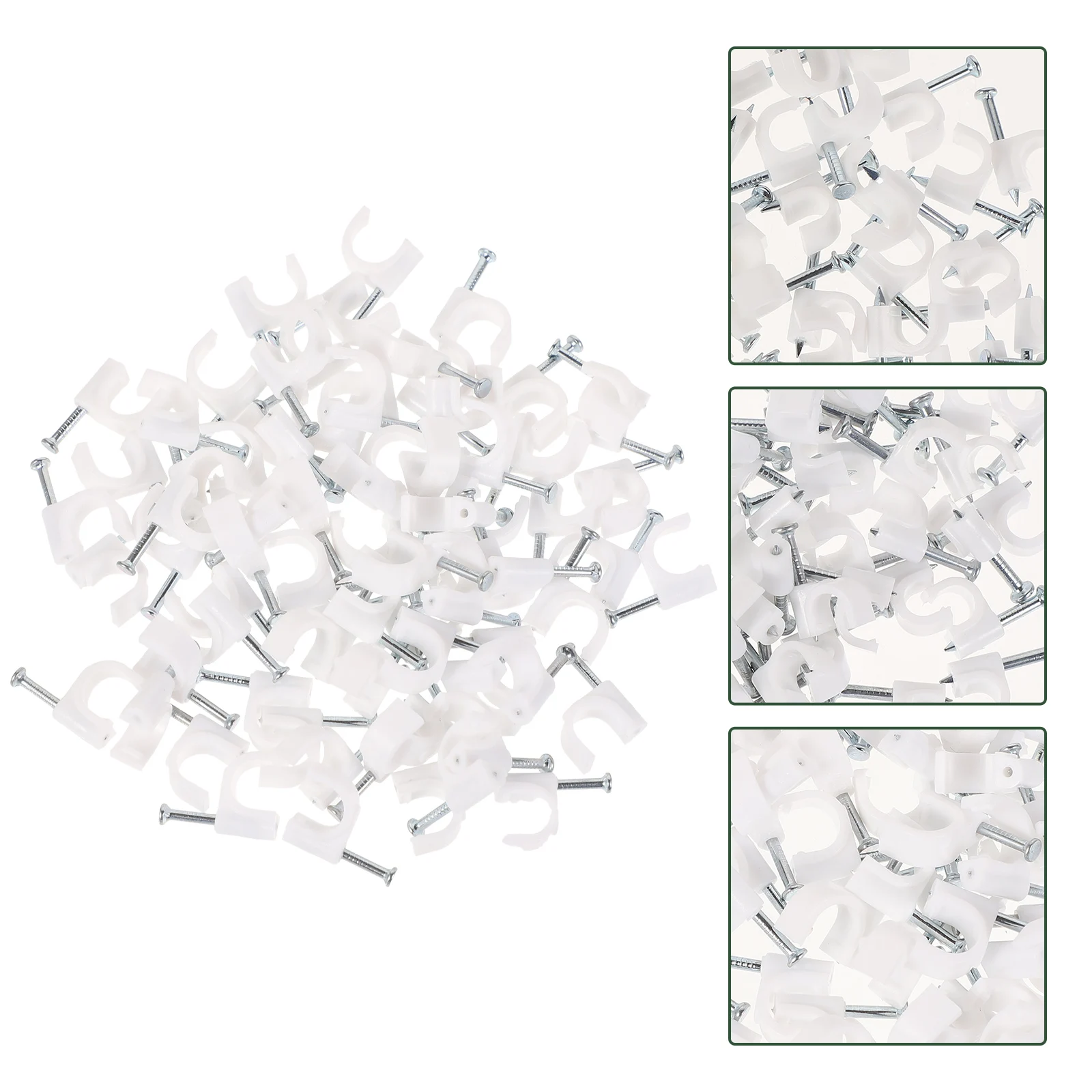 

500pcs Cable Clips White Square Steel Nail Pe Plastic Insulation Impact Resistant For Usb Vga Network Led Cables Wall Wire