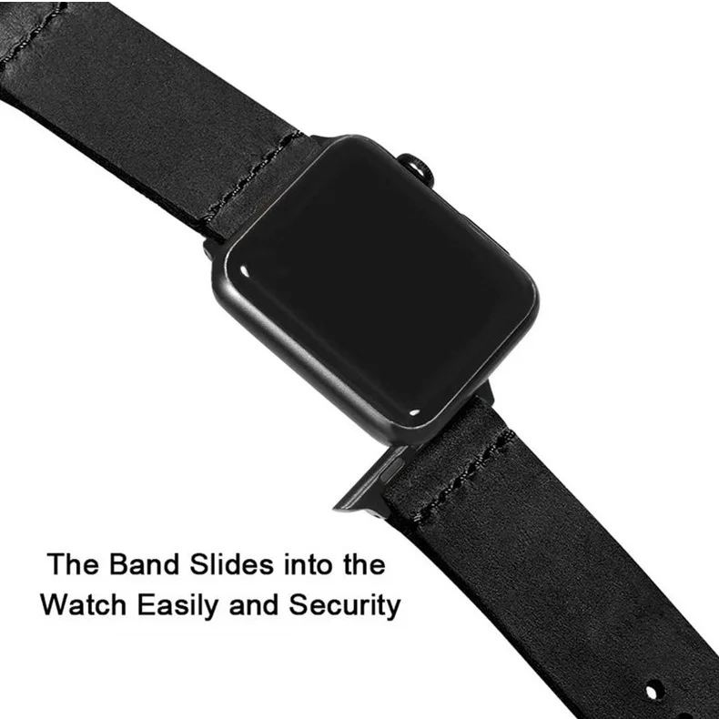 Handmade Vintage Genuine Leather Watchband for Apple Watch Ultra 8 7 6 SE 5 4 Band 49mm Retro Pull-Up Skin 3 Ring Buckle Strap