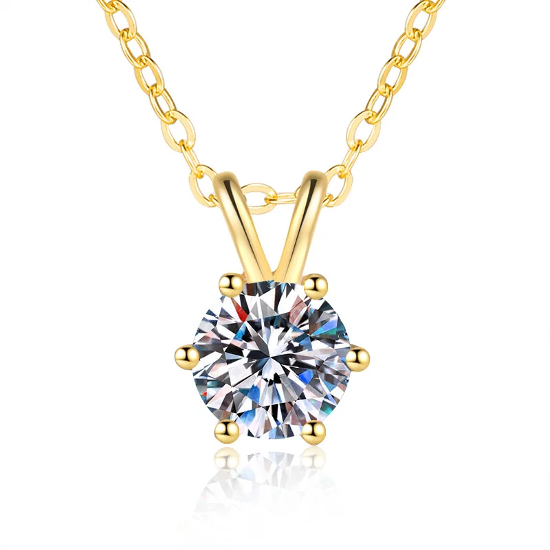 جديد مويسانيتي قلادة مع pt950 تصفيح قلادة 1 قيراط تشو الأسرة ستة مخلب موضة بسيطة s925 الفضة النقية مجوهرات الزفاف #6