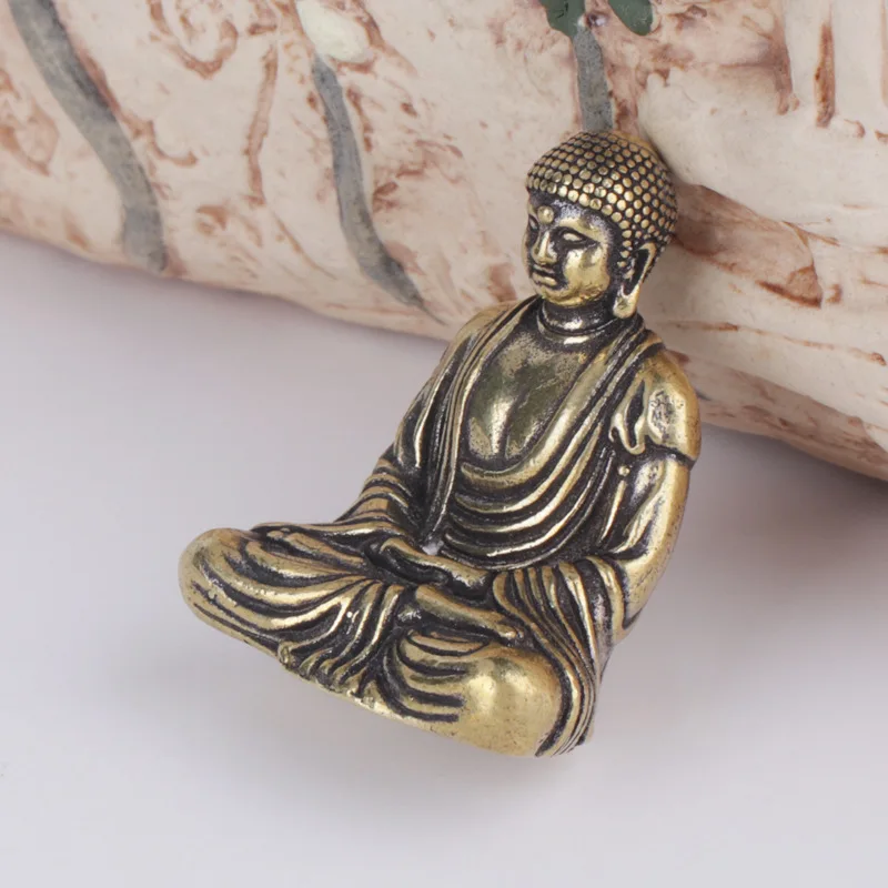 النحاس الرجعية Taolai الصغيرة برازين بوذا الديكور النحاس النقي المحمولة Sakyamuni سطح المكتب الحرف الصغيرة الزينة بالجملة #4