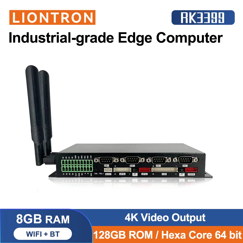 Liontron Rockchip RK3399 prend en charge la sortie HDMI Edp et LVDS avec RS232 Android Linux, ordinateur intégré pour distributeur automatique