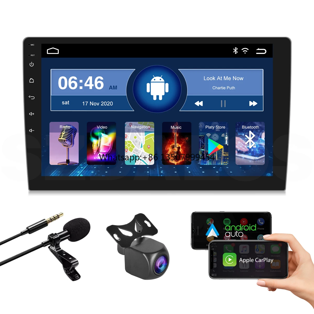 9 Inch Android Stereo with Camera Mic with TN Touch Screen WIFI GPS BT Double Din Universal Car Radio Android 13 Car Player