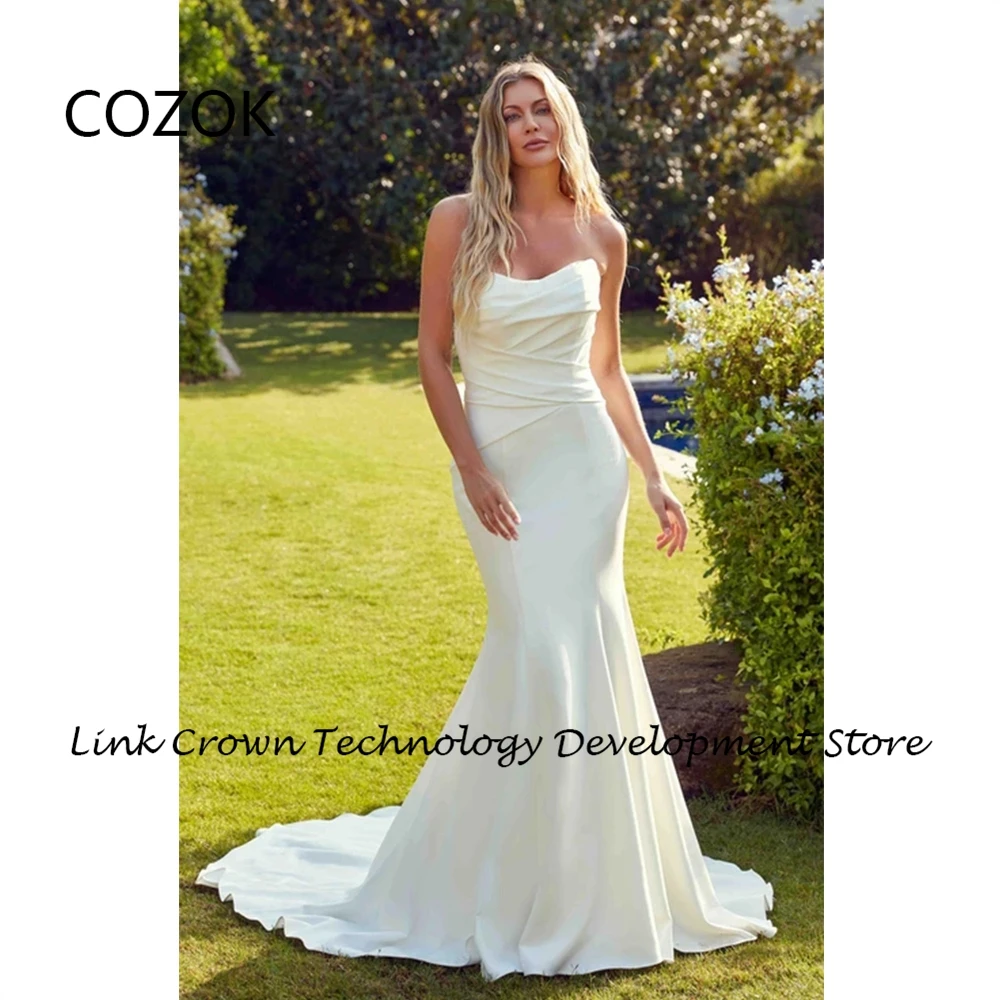 

COZOK Gorgeous Mermaid Wedding Dresses with Pleat 2024 Summer New Court Train Bridal Gowns New Sleeveless Vestidos De Novia Mew