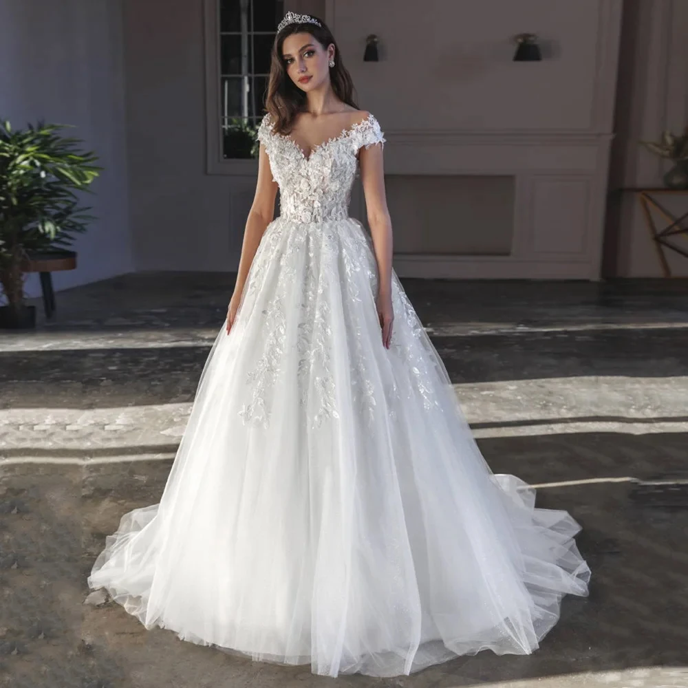 Moda marfim vestidos de casamento com tule macio sem mangas vestidos de noiva para as mulheres 2025 novo fora do ombro verão vestidos de novia