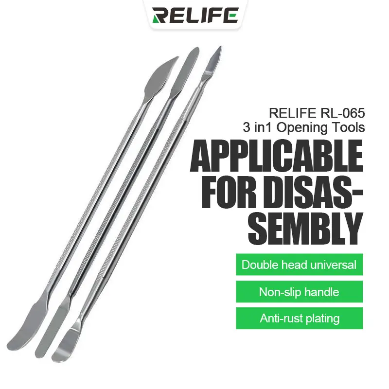

RELIFE RL-065 3-IN-1 Double-Head Metal Crowbar for Mobile Phone Tablet PC Disassemble Tools Set