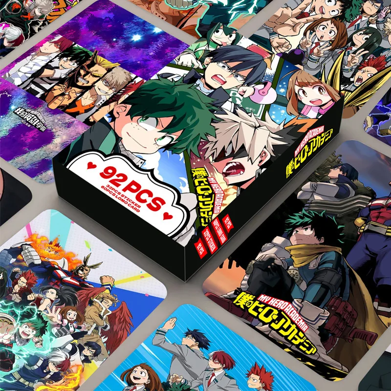 92 Stuks Mijn Hero Academia Lomo Kaarten Stickers Pack Anime Kawaii Waterdichte Telefoon Case Decal Hd Kleur Foto Collectie kaart Geschenken