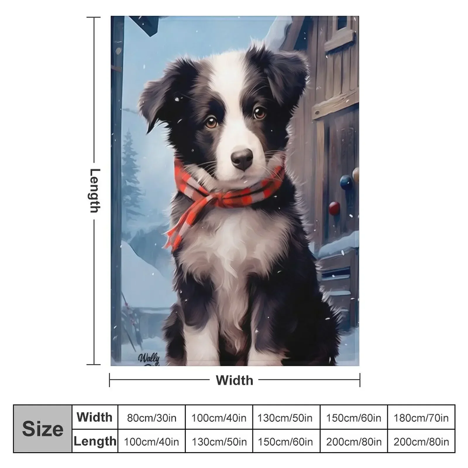 cute border collie puppy in winter for Christmas Throw Blanket Soft Plaid For Baby Blankets