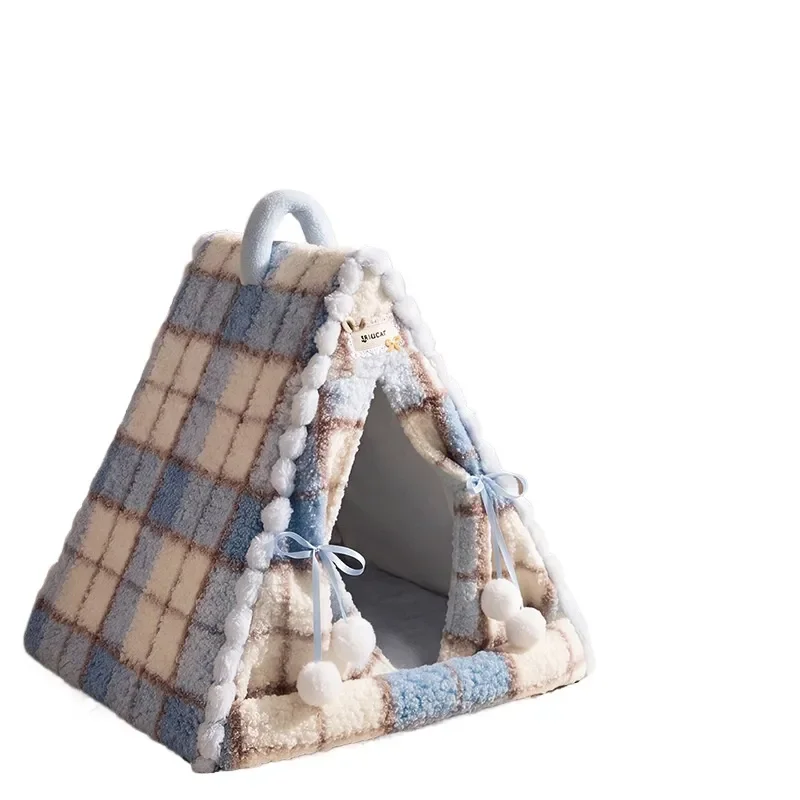 for Scottish Mori Autumn Winter Portable Warm Tent Nest Closed Windproof Cat Bed Teddy Pet House
