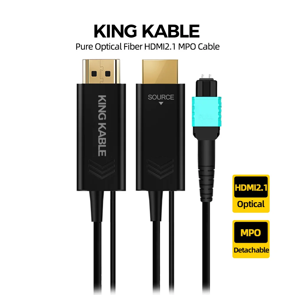 

KINGKABLE Pure Optical Fiber HDMI2.1 MPO Cable Detachable In-wall Cord 8K60 4k120 2K165 For PS5 RTX4090 Medical Devices 15M 30M