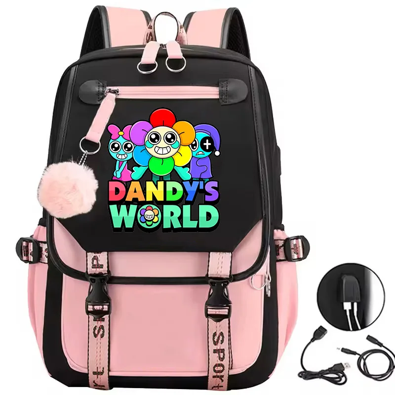 

Модный рюкзак Dandy's World, студенческие школьные сумки с героями мультфильмов, большой вместительный дорожный рюкзак с USB-портом, сумка для книг для девочек и мальчиков-подростков