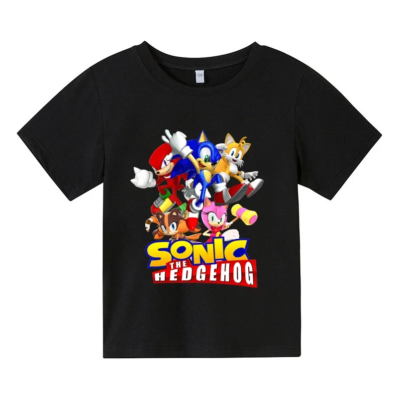 Nuovo cartone animato vestiti carini estate bambini ragazzi Sonic 2 t-shirt stampata manica corta neonate t-shirt Sonic Cotton manica corta