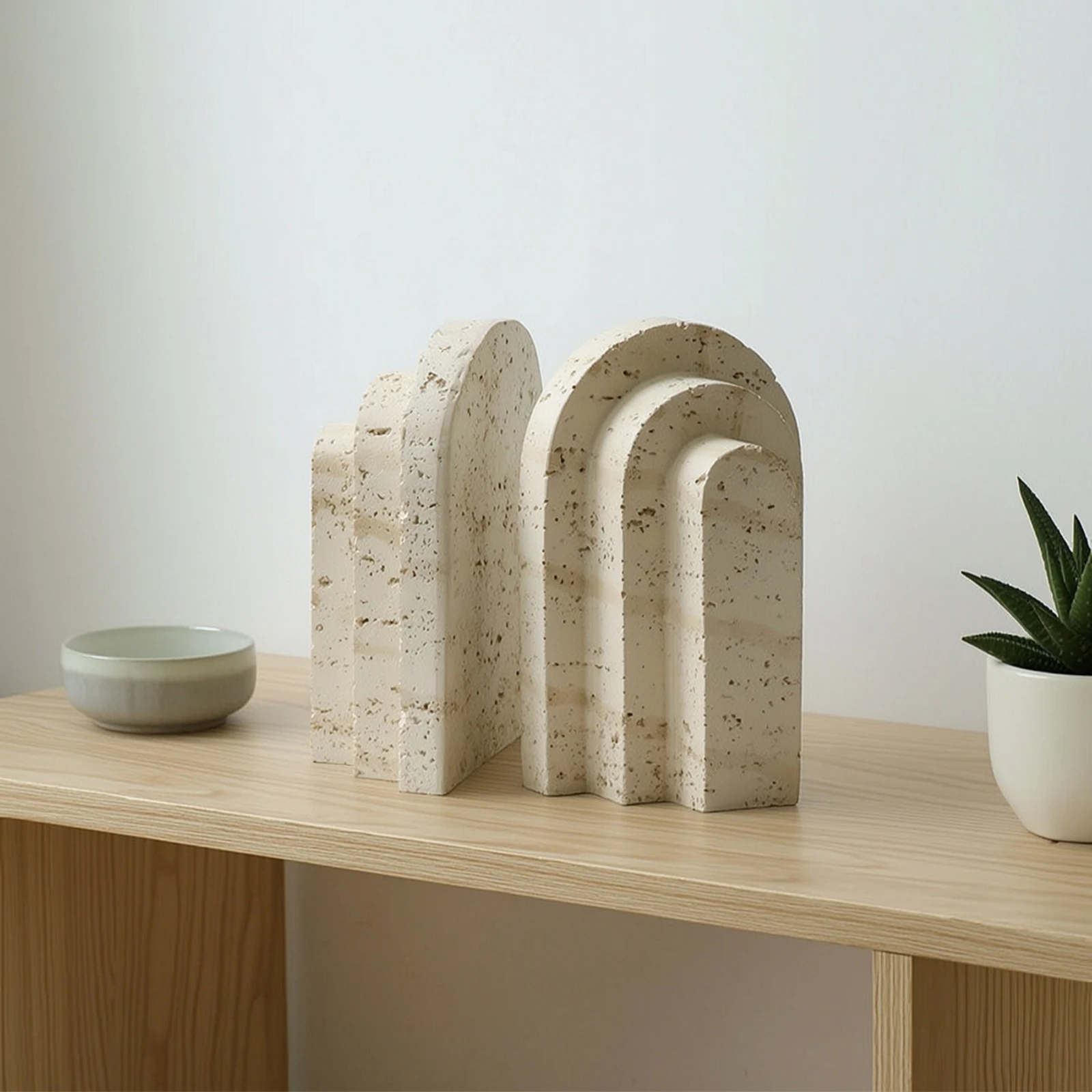 Resin Bookend Decorative Arch Bookend Bookends Sculptural Decor Minimalist for Avid Readers, Bookshelf, Desk
