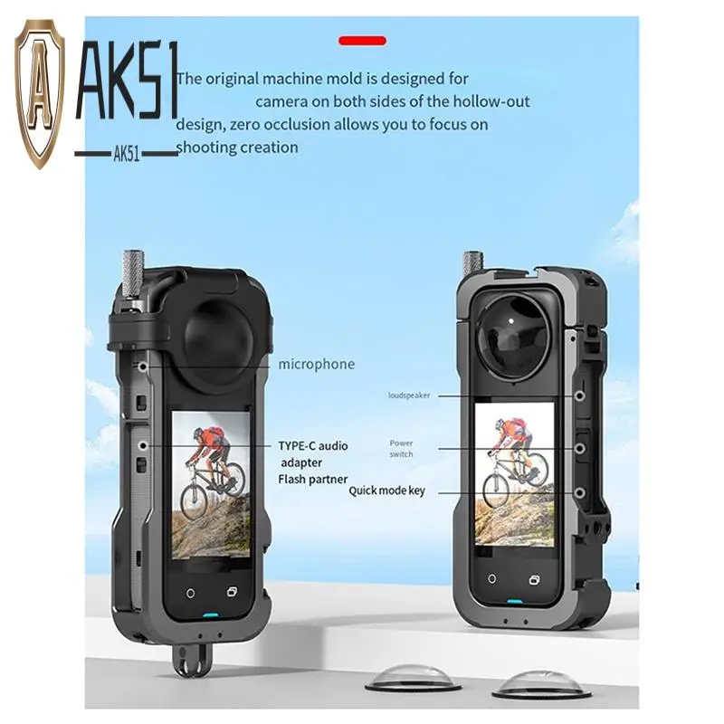 AK51-Hepail For Metal  Cage For Insta360 X4 Protective Expansion Case For Insta 360 X4 Action Camera Accessories