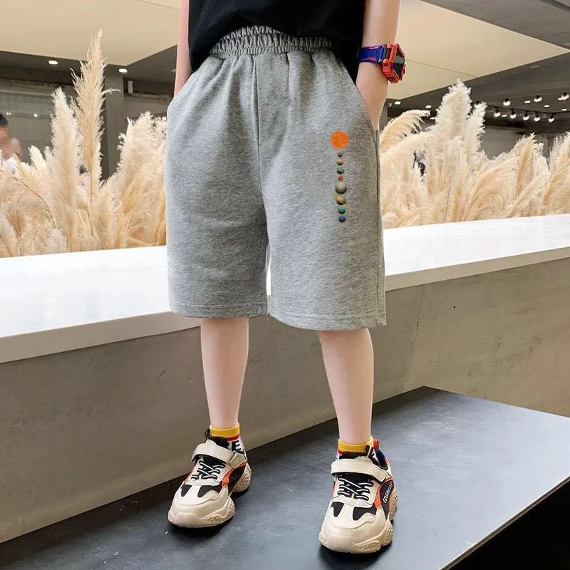 Summer Boys Space Shorts Cotton Trousers Kids Beachwear with Pocket Children Loose Sport Beach Shorts Sweatpants 3-14Y