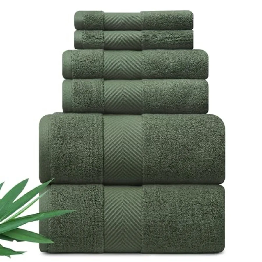 Bath towels for home use, viscose from bamboo, hunter green, ultra soft plush with 700 GSM luxury weight, super absorbent and q