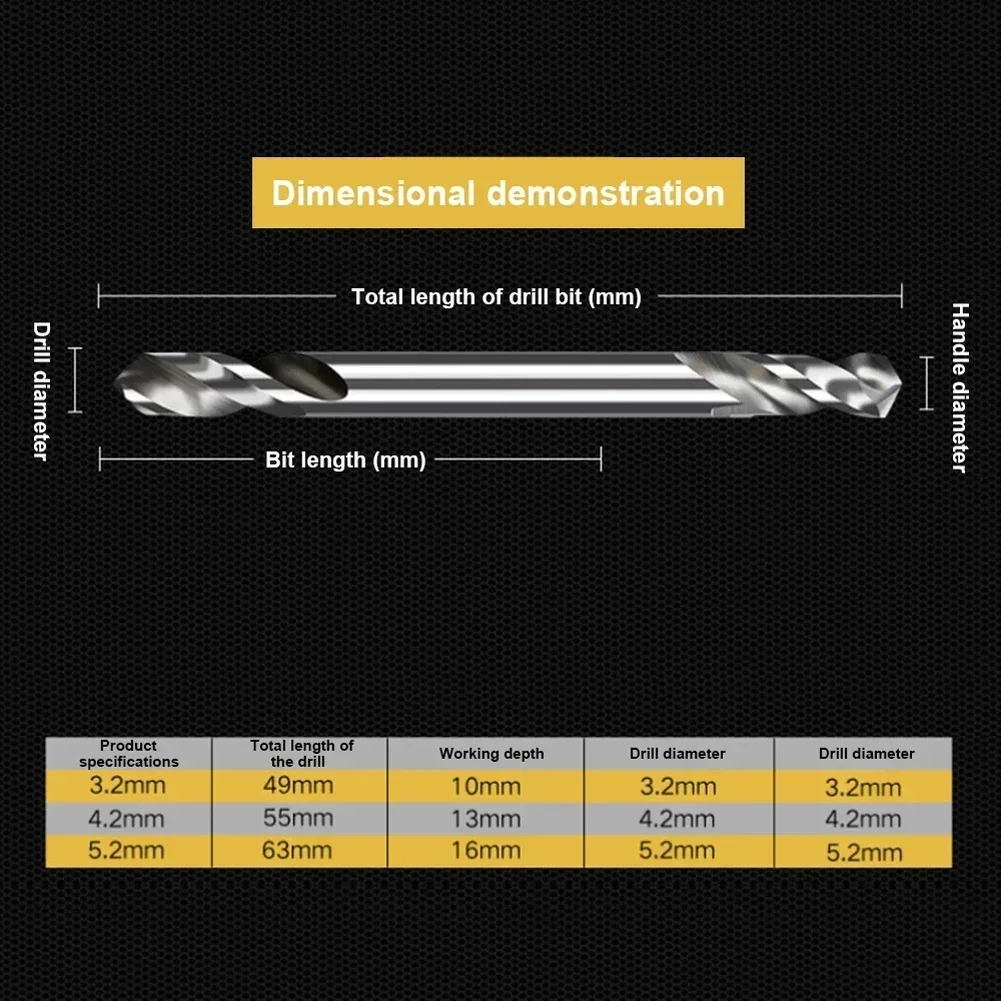 Imagem -06 - Hss Ponta Dupla Espiral Torção Brocas de Ponta Dupla para Madeira Metal Ferramenta de Trabalho Perfuração Cobre 10 Peças 3.2 mm 4.2 mm 5.2 mm