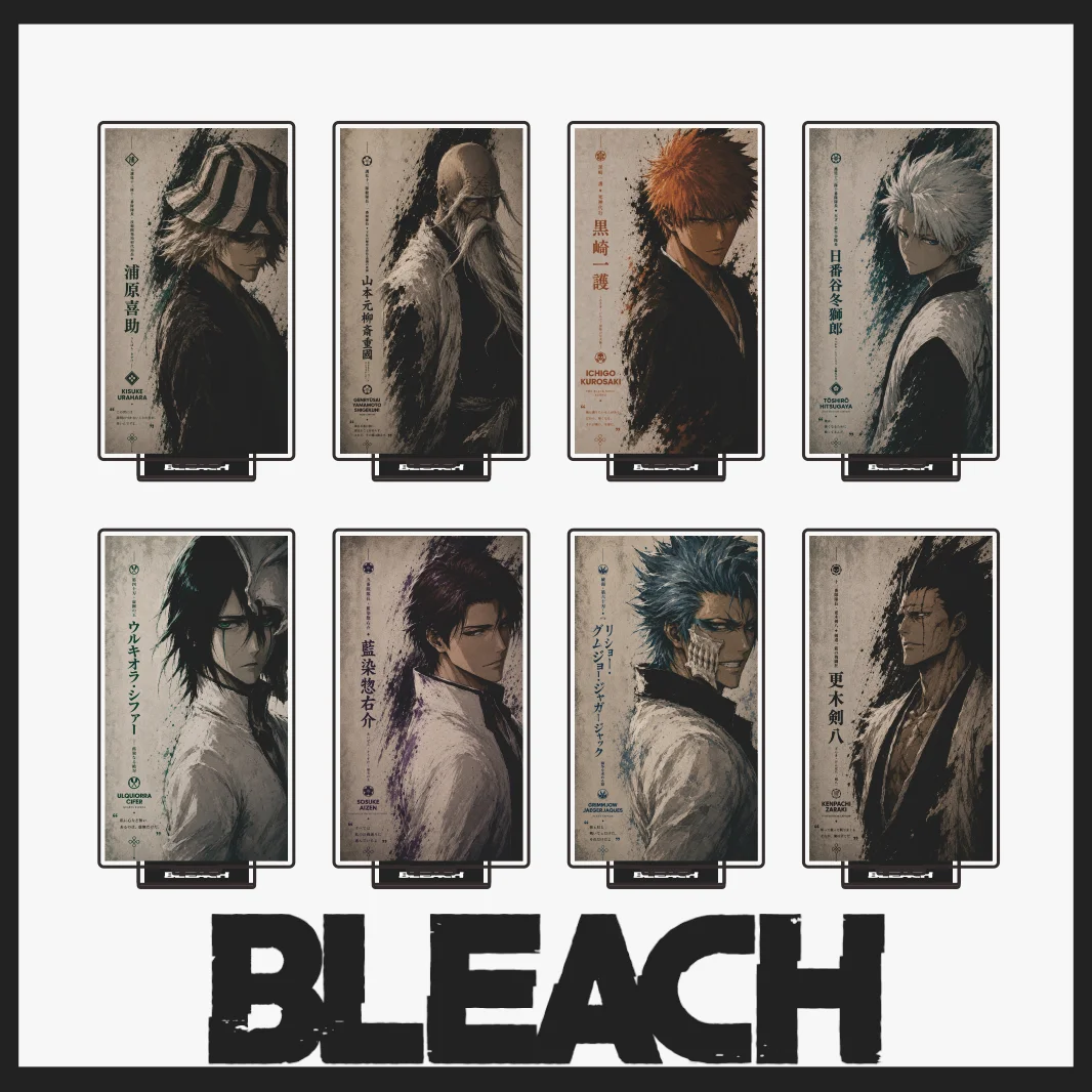 Bleach Series 2026 New Arrival 15cm Acrylic Stand Ichigo Urahara Toshiro Ink‑Wash Style Illustration Character Desktop Keychain