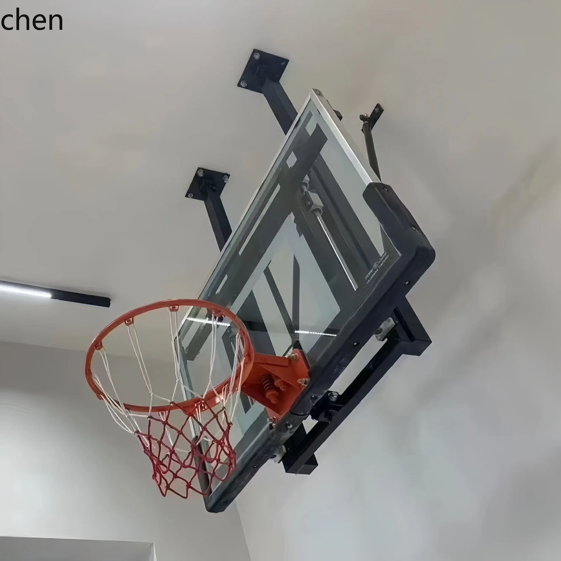 ZML Basketball Hall Indoor Standard Competition Electric Folding Adjustable Basketball Hoop