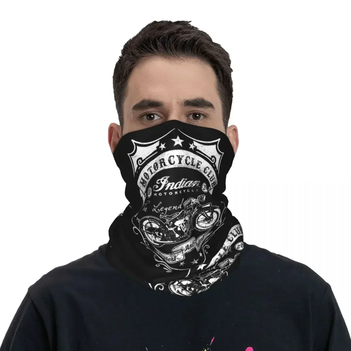 Indian Motorcycles Logo Bandana Neck Cover Printed Magic Scarf Multi-use Cycling Scarf Hiking Fishing For Men Women  Washable