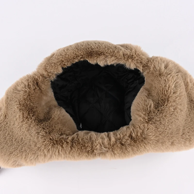 Russia Cappello invernale in pelliccia sintetica Cappelli bomber caldi antivento unisex Cappello da ciclismo da sci con paraorecchie da esterno