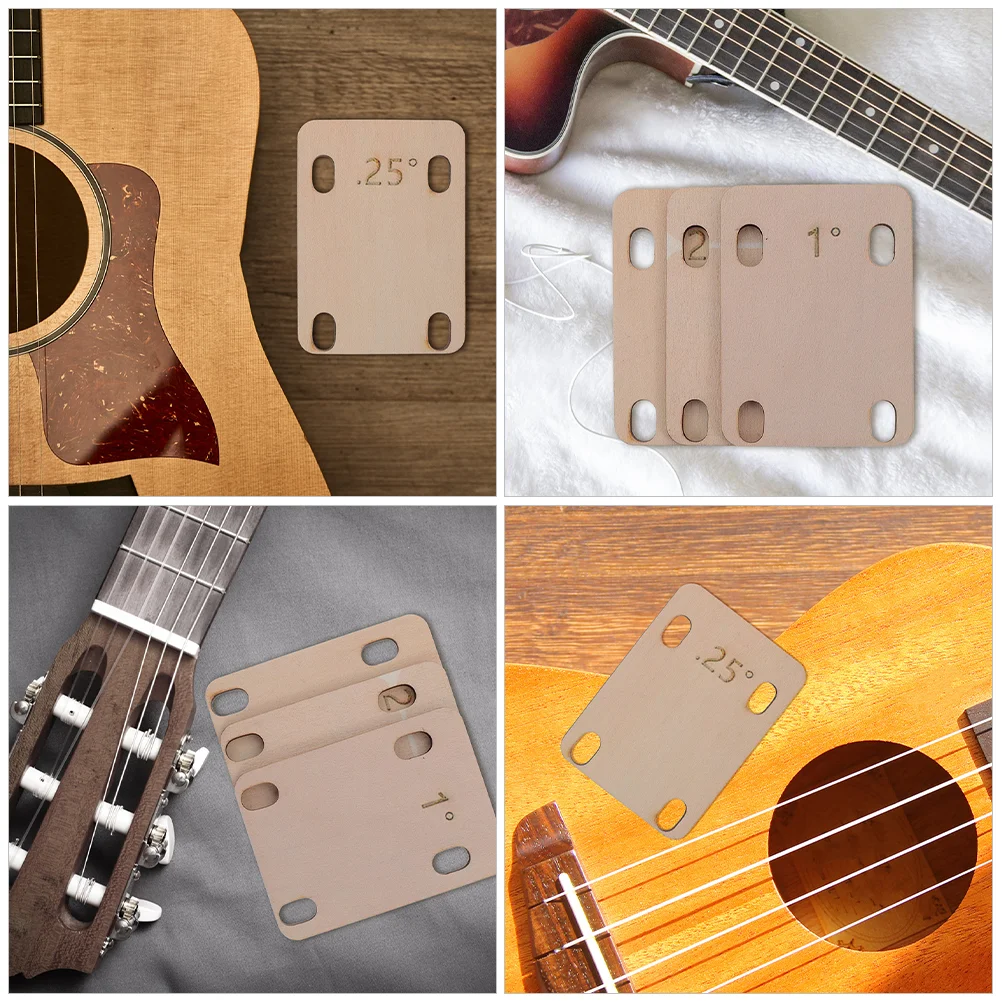 3 Pcs Guitar Spacers Neck Shims Wood Repair Acoustic Parts Accessories Flat Plate Electric