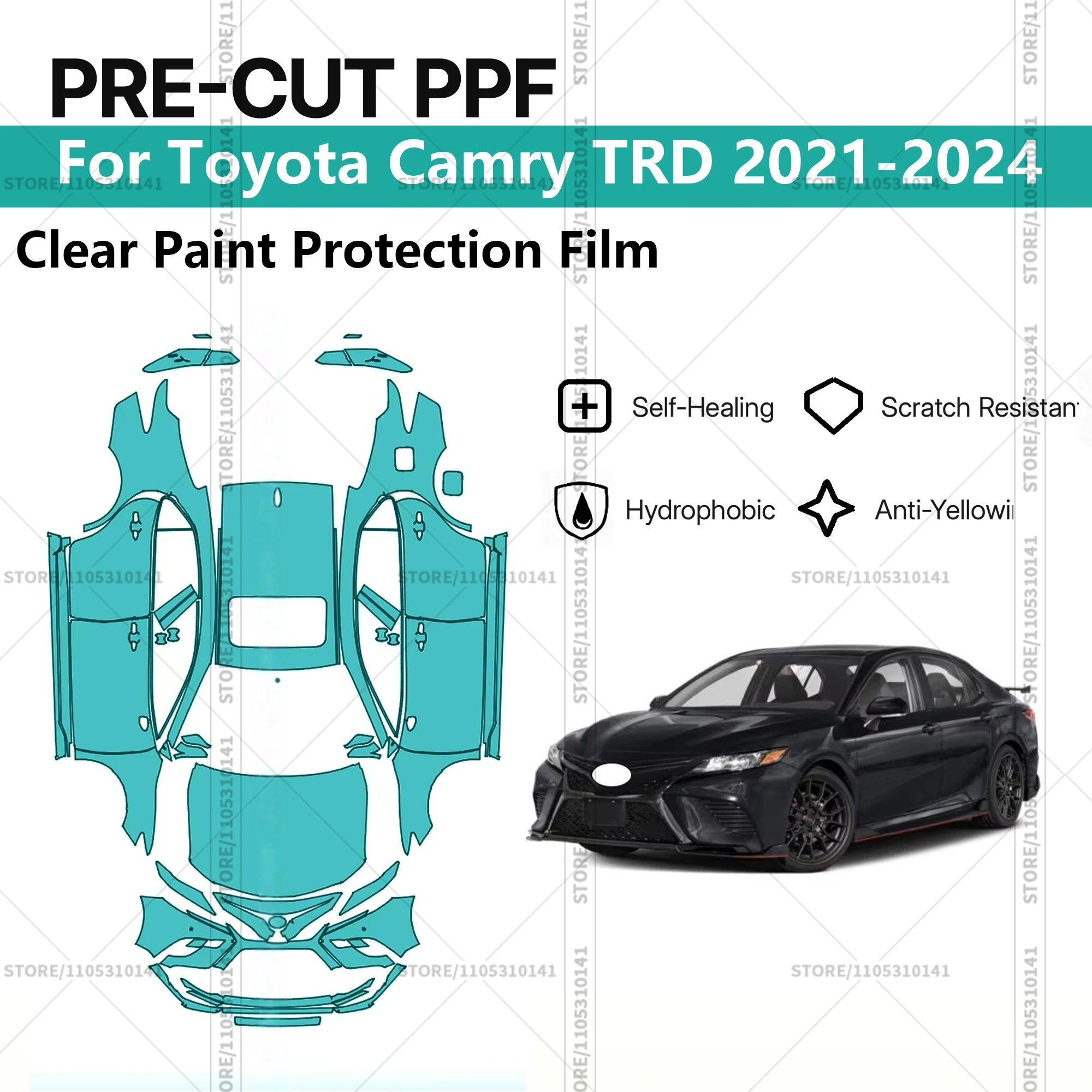 For Toyota Camry TRD 2021-2024 Pre-Cut Paint Protection Film PPF Transparent Car Film Professional Automotive PPF Full Vehicle