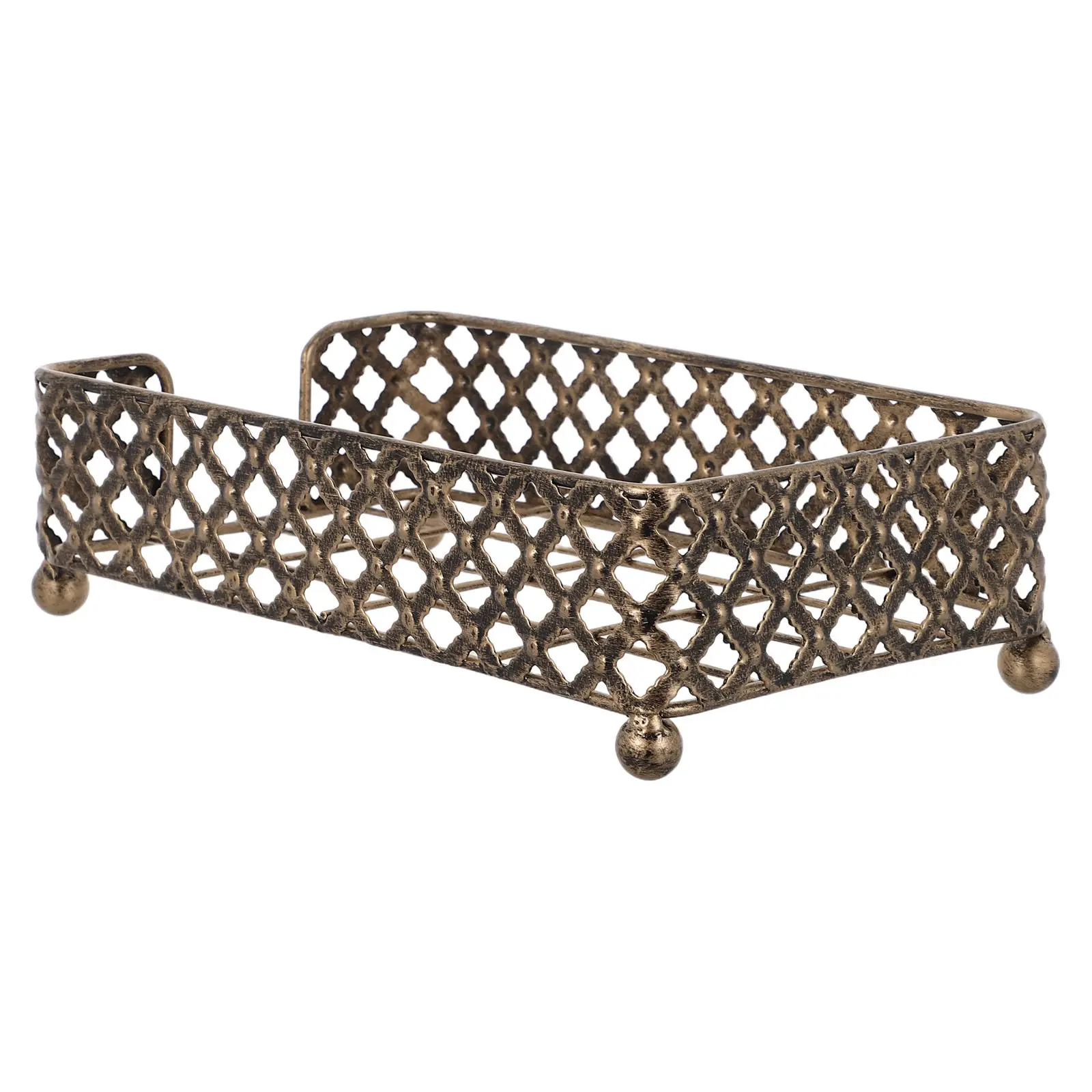 Vintage Metal Paper Towel Holder Bathroom Counter Guest Towel Tray Flat Napkin Dispenser Kitchen Tissue Box Decorative