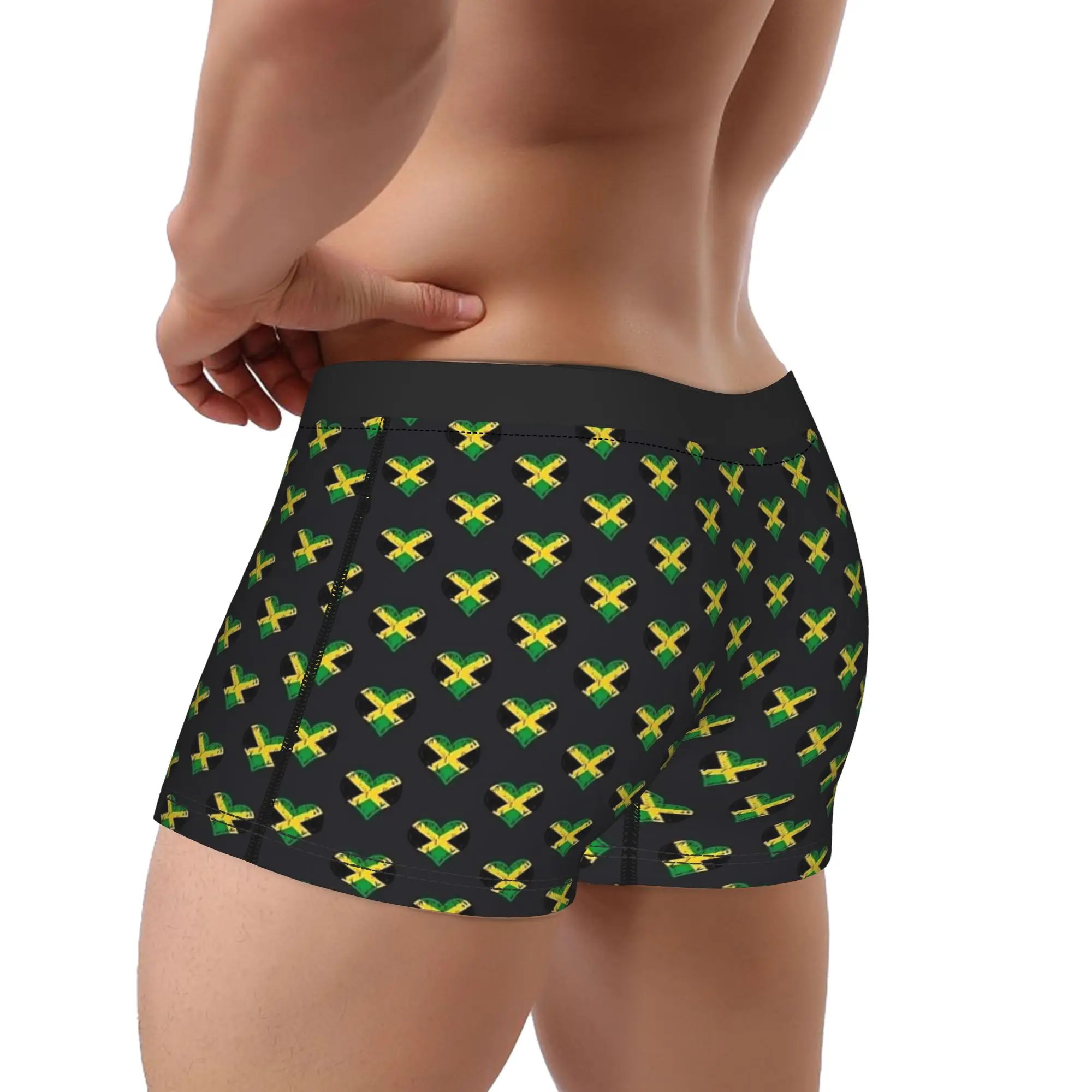 Jamaica Flag Heart Love Underwear  Men Shorts Briefs Sexy Soft Boxer Shorts Quality Design Oversize Panties