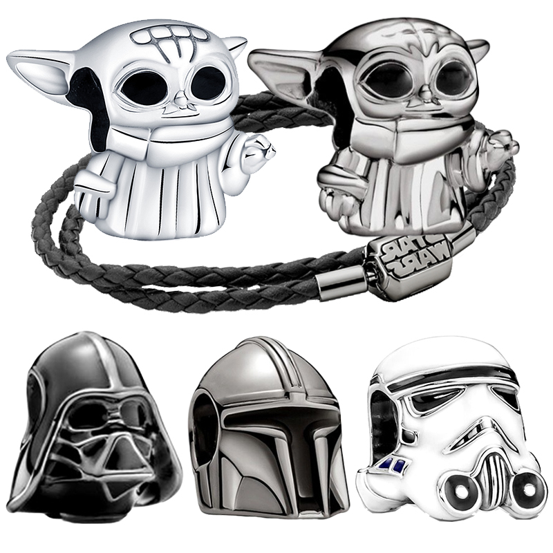  Hot Stars Wars Charms Bracelet Beads 925 Sterling Silver Mandalorian Gugu Hot Series Womens Bracelets Pendant DIY Jewelry Gifts 