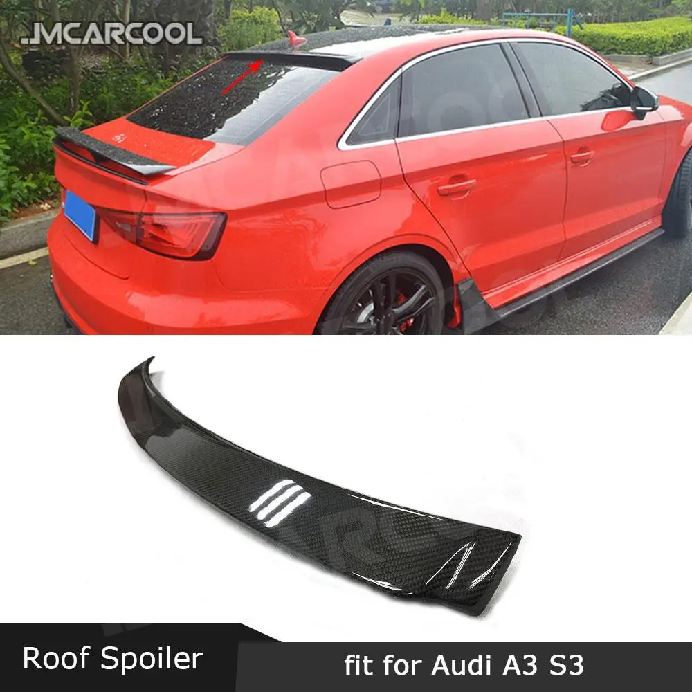 

JMCARCOOL Carbon Fiber FRP Car Rear Roof Spoiler Back Window Trim Cover Wings For Audi A3 S3 RS3 Sedan 4 Door 2014 - 2018