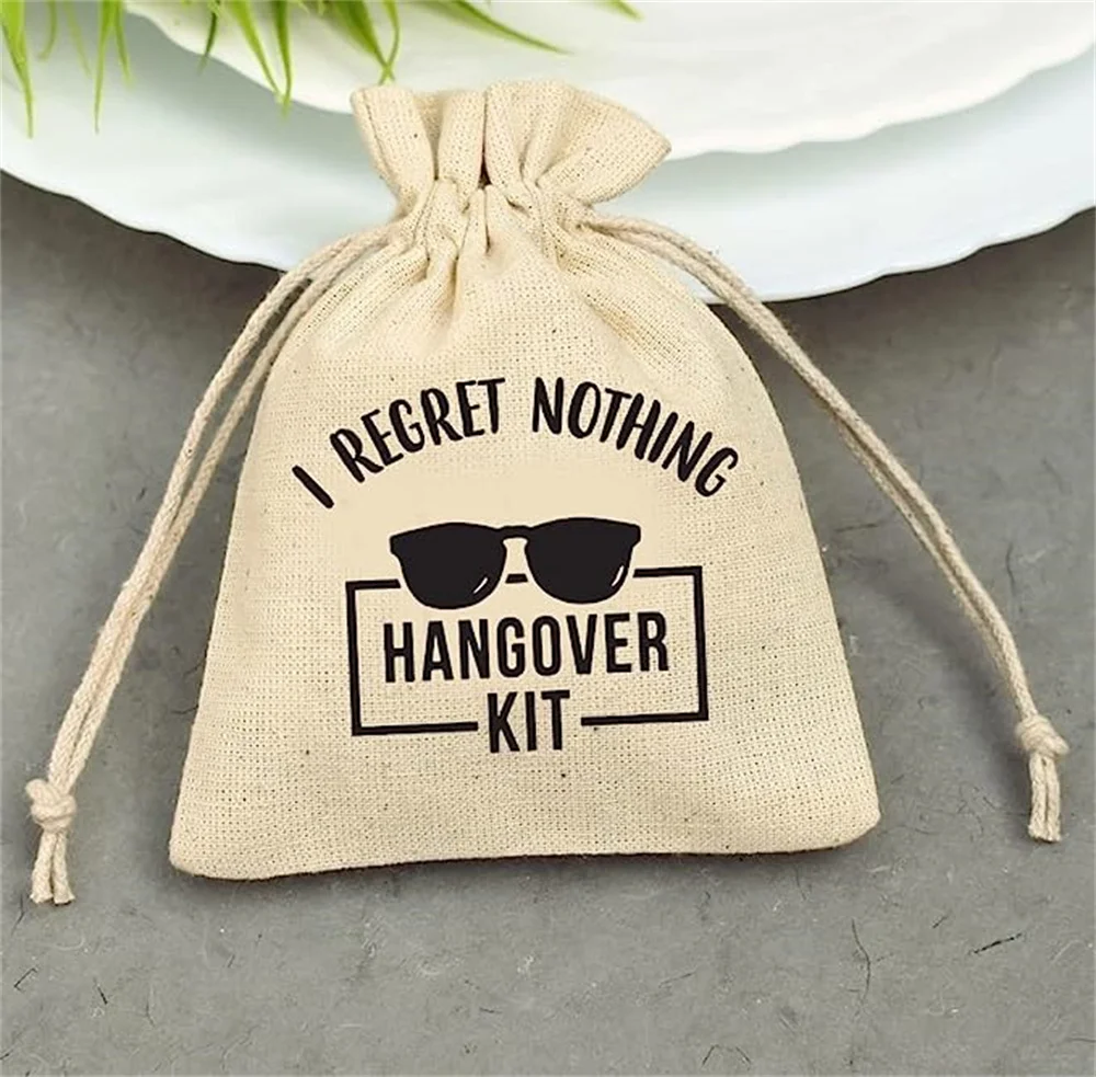 20pcs I Regret Nothing Bag Hangover No Regrets Hangover Kit Bags Bachelorette Party Kit Wedding Party Recovery Kit