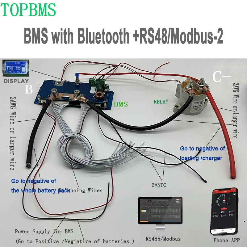 Imagem -04 - Topbms-bateria de Titanato de Lítio de Bluetooth Modbus Bateria Solar Lto Bms 32s 72v 31s 30s 72v 25s 60v 200a 300a 400a 500a 600a Rs485