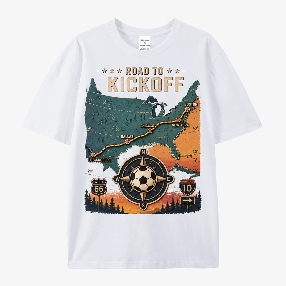 Mountain Compass Soccer T Shirt Vintage Cotton Gradient Map Print Tee Sports Fan Gift Game Day Casual