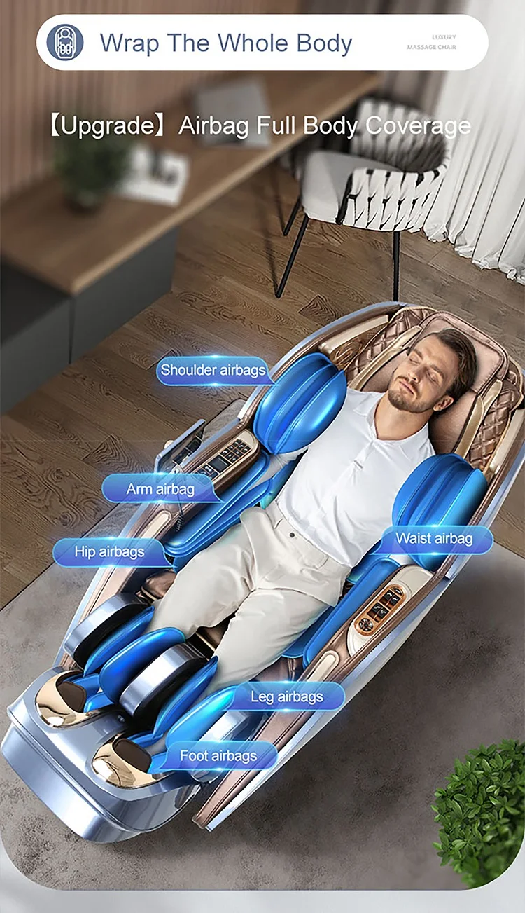 Luxury Modern Full Body Robot AI Smart SL Track Super Deluxe Recline Chair Zero Gravity Shiatsu 4D Massage Chair For Home Office