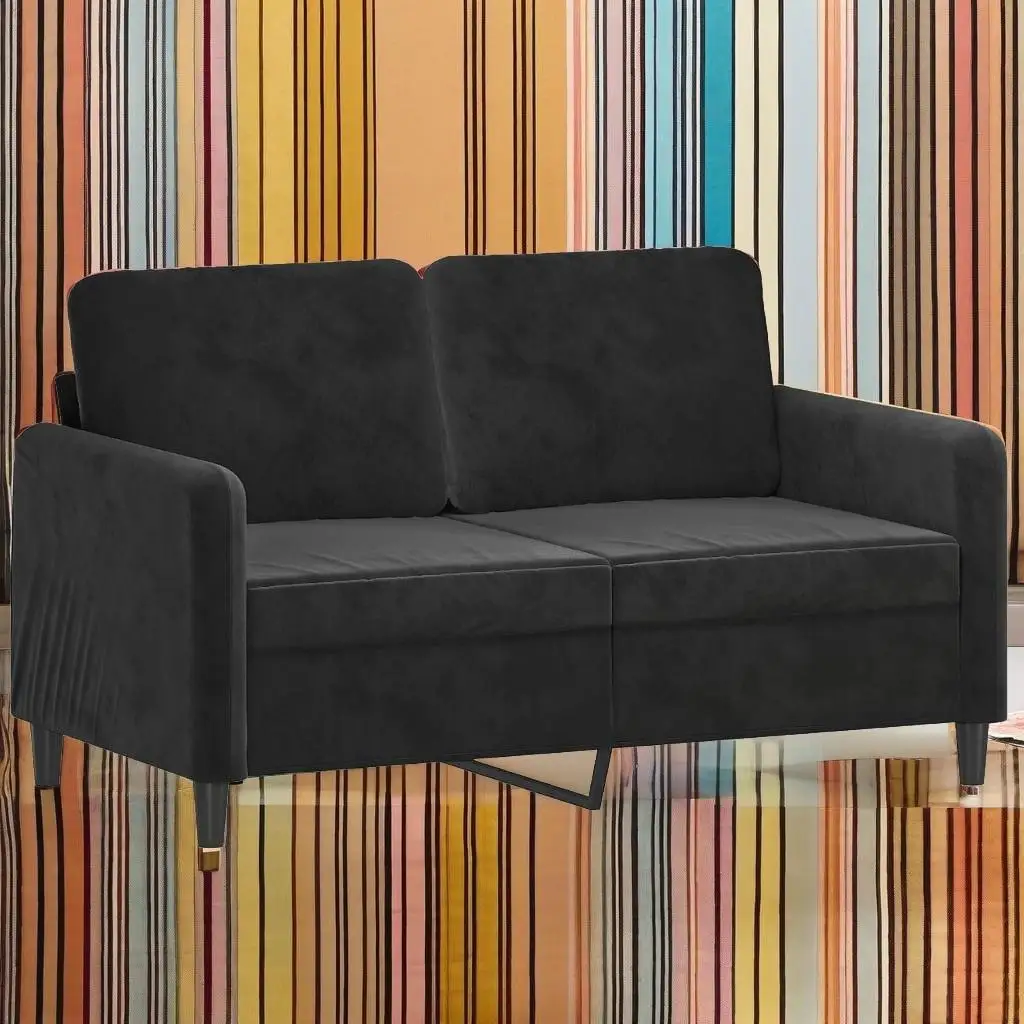 Stylish 2-Seater Velvet Sofa - Black 47.2” Home Living Room Furniture