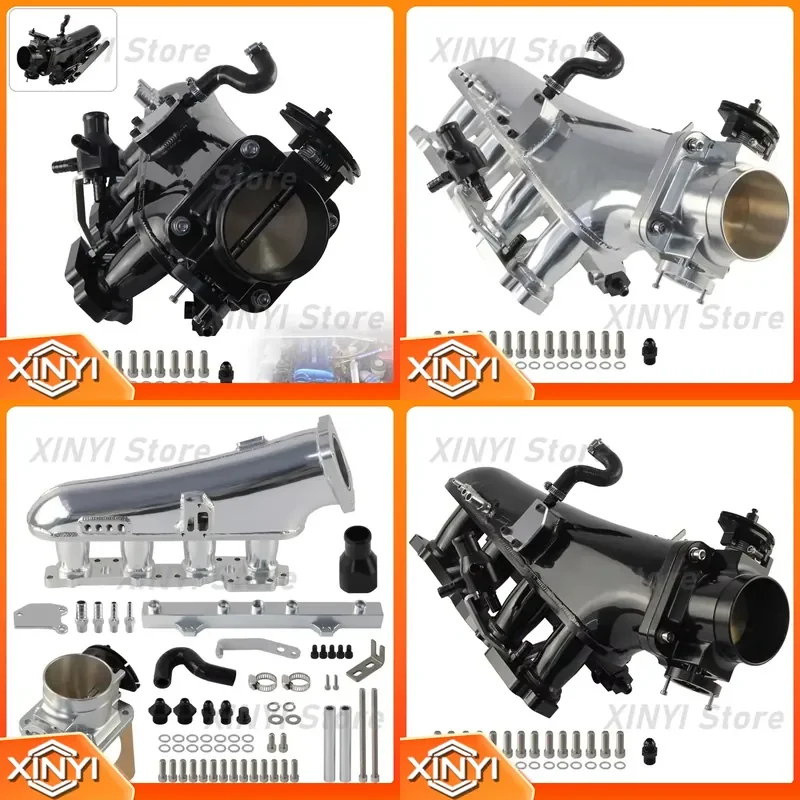 80mm Aluminum Throttle Body Intake Manifold Fuel Rail Kit for Nissan Silvia SR20DET S14 95-98 S15 99-02 Black Silver