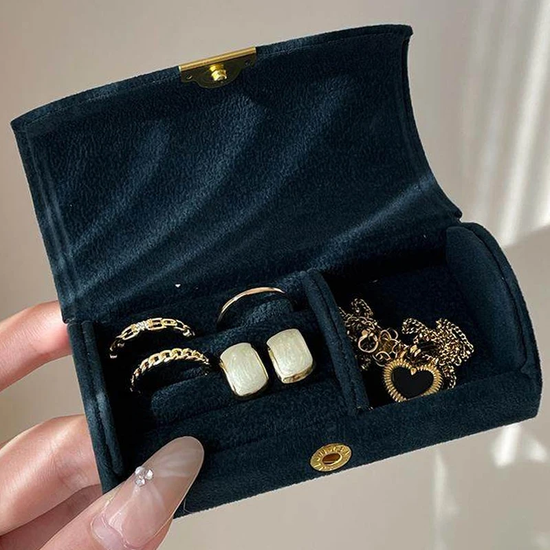 

Elegant Velvet Jewelry Box Arch Face Suede Surface Jewelry Storage Organizer Portable Earrings Organizer Bracelet Earring