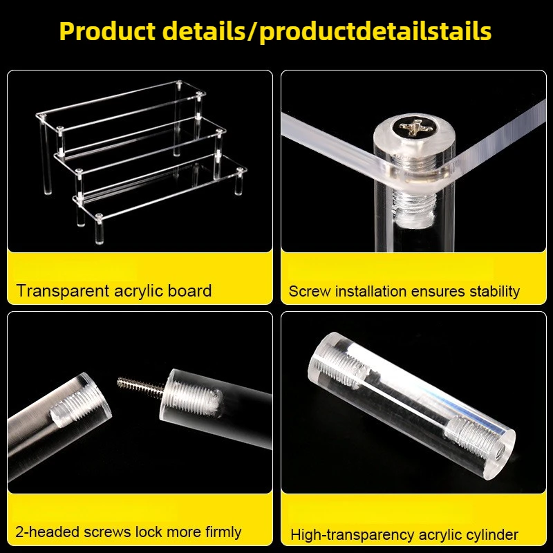 1-4 20x8cm Tier Acrylic Display Stand Durable Display Rack for Cupcake Perfume Doll Transparent Trapezoidal Storage Shelf
