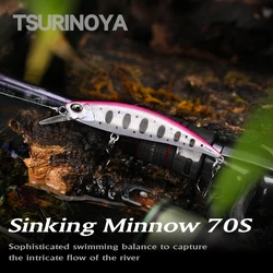 TSURINOYA NUOVO Affondamento Minnow Richiamo di Pesca DW75 Jerkbait Wobbler 70S 70mm 8.9g D'acqua Dolce Spigola Trota Richiamo di Pesca Esca Dura