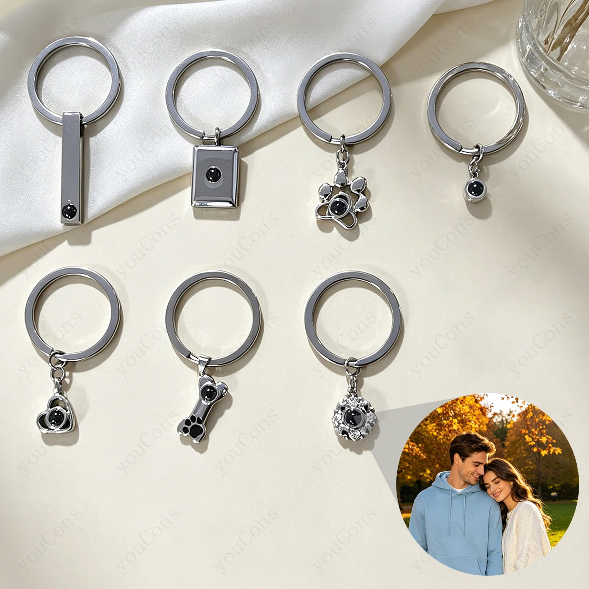 Custom Color Photo Projection Keychain Personalized Valentine's Day Mother's Father's Day Birthday Gift Multiple Style Options