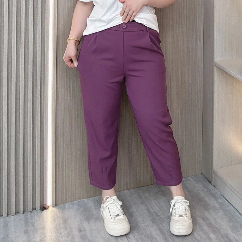 Casual Ankle-Length Pants Women Summer Thin New Plus Size Elastic High Waist Thin Harem Pants