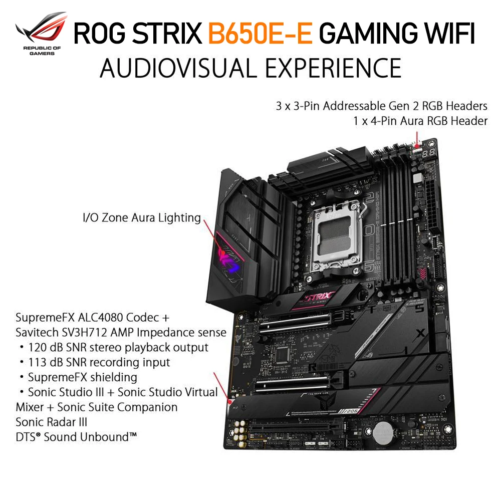 Imagem -06 - Terno de Placa-mãe Asus Rog Strix Memória Amd B650 Memória Ddr5 Cpu Am5 r5 7600x B650e-e Gaming Wifi 6000mhz 16g x Pcs