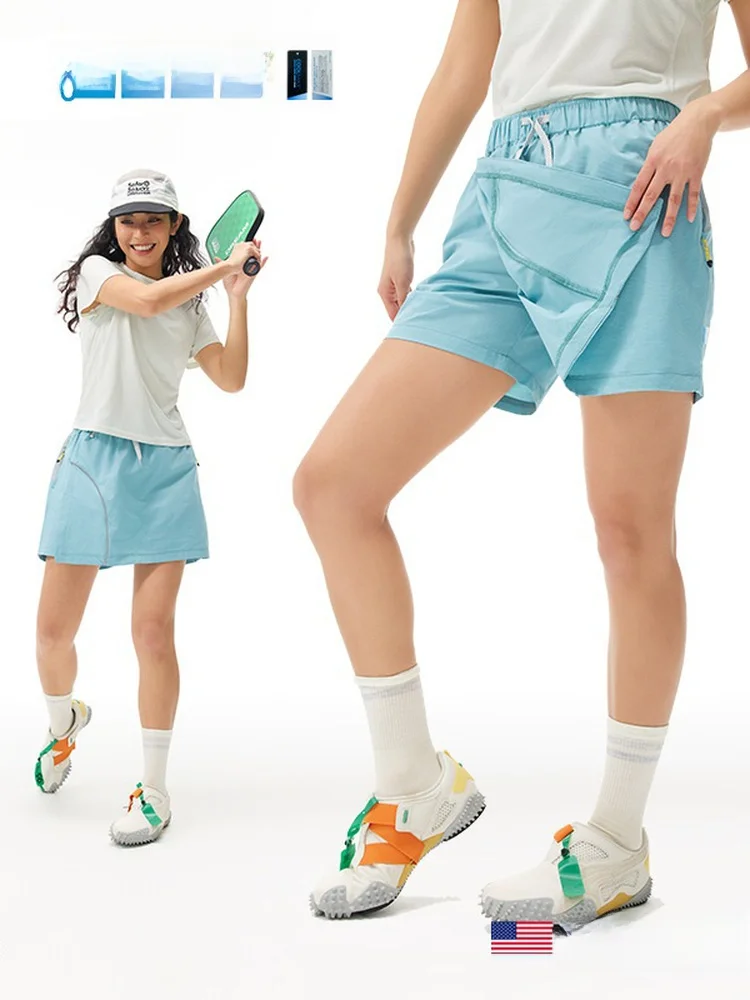 

Легкие дышащие спортивные шорты-юбка из лайкры Coolmax для фитнеса и бега, быстросохнущие, с защитой от просвечивания, для женщин