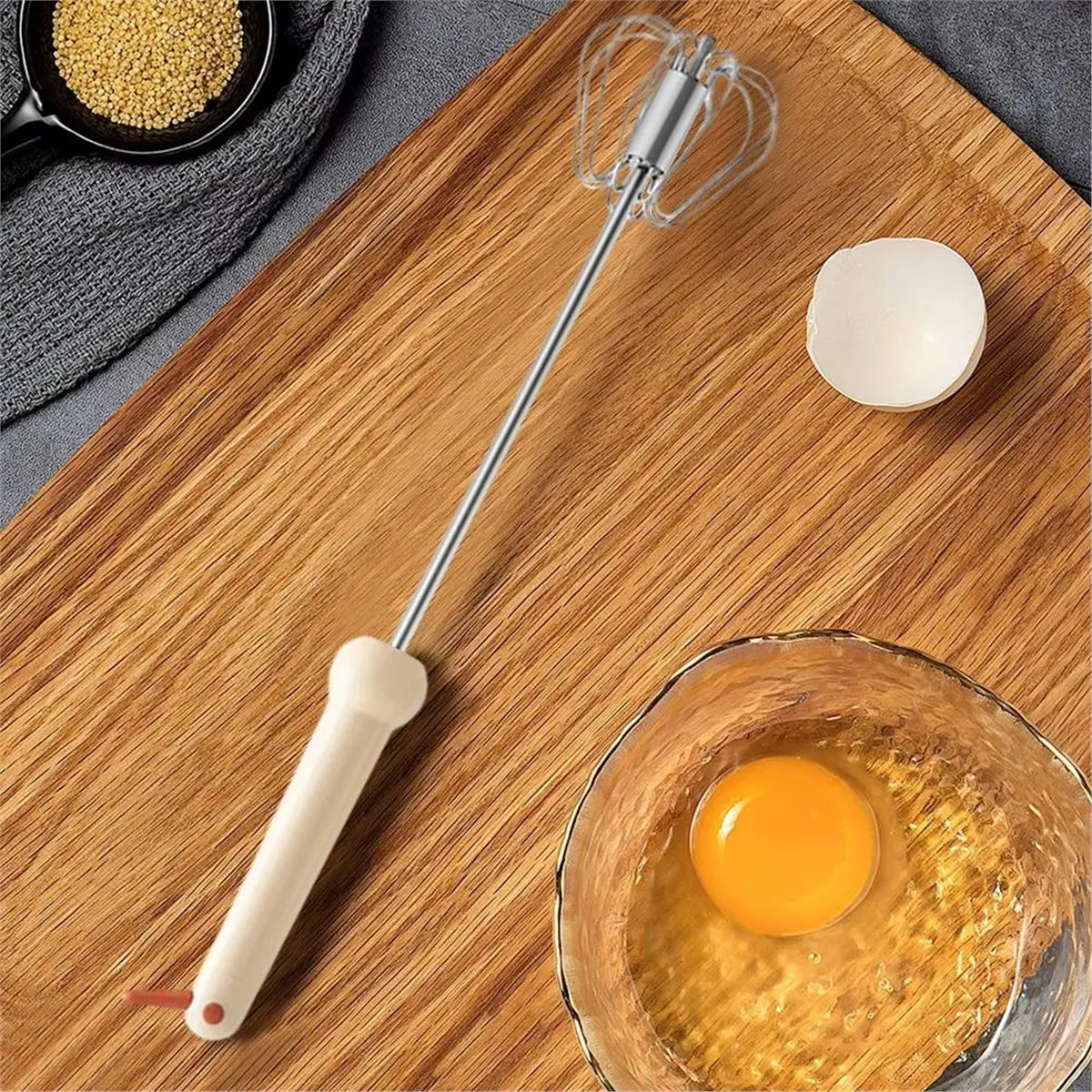 NEW Egg Mixer Stainless Steel Whisker Cream Stirrer Semi Automatic for Baking Cooking Cake Food Kitchen Beater Blending B