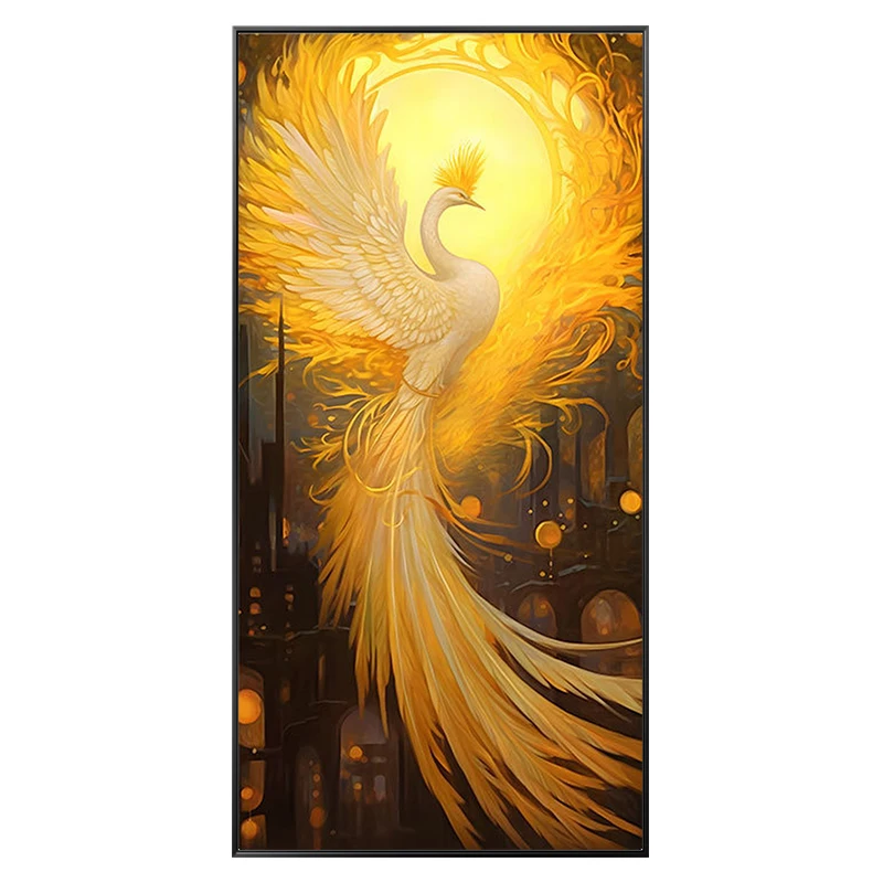 xx-Modern Phoenix Flying In The Entrance Hall With Painted Light Hanging At The End Of The Corridor Wall Lamp Led Room Light