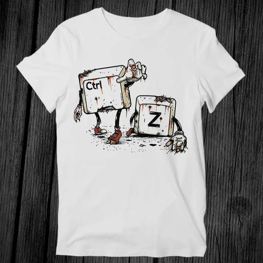 Walking Undoead CTRL Z Undo Keyboard Computer Geek T Shirt Adult Cool Music Fashion Top Vintage Retro G428