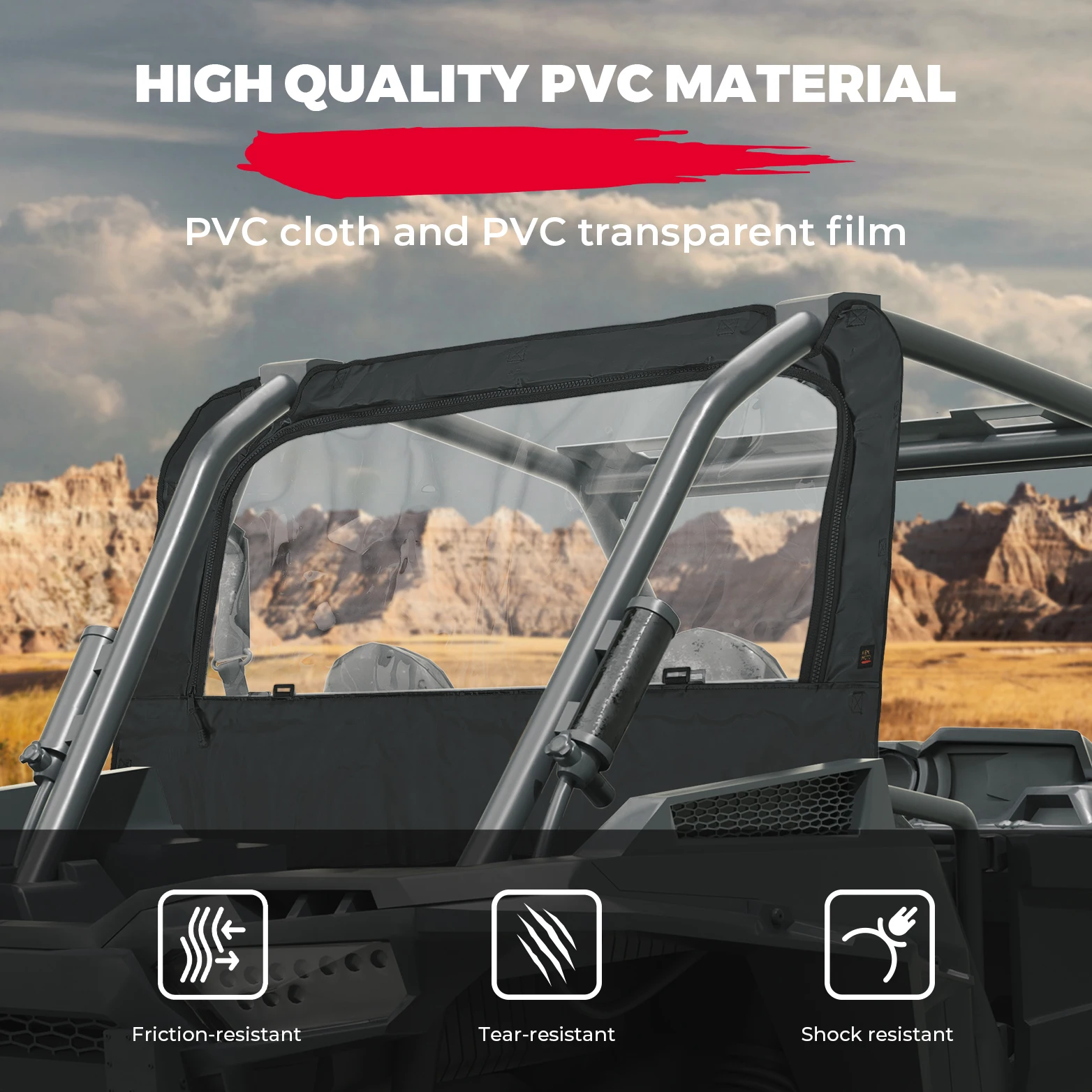 

UTV Full PVC Windscreen Compatible with Polaris RZR XP / XP 4 1000 XP / XP 4 Turbo 2014-2022 2023 Soft Clear Window Windshield