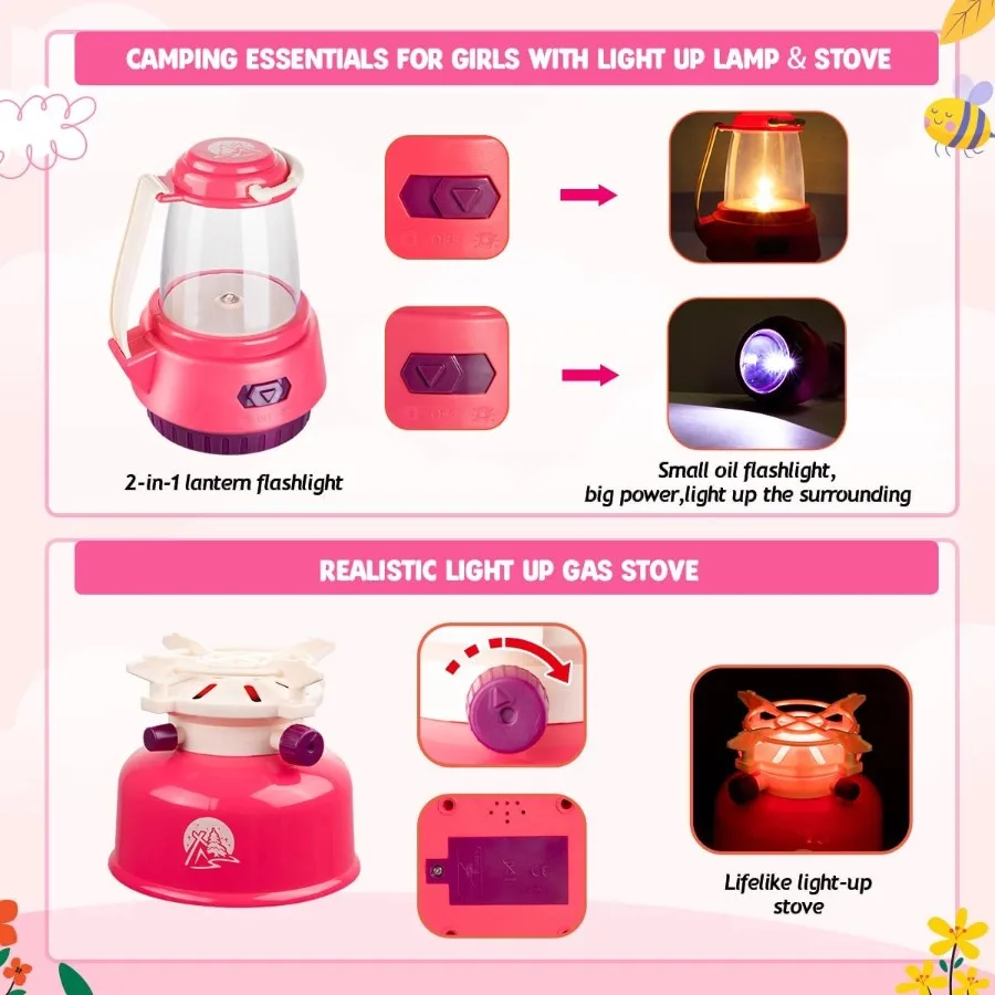 مجموعة التخييم ميلاند للفتيات - لعبة خيمة التظاهر للاستخدام الداخلي والخارجي مع تصميم ملون وقماش متين مثالي لعيد الميلاد B