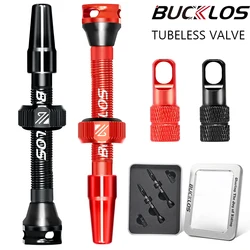 BUCKLOS-Road Bike Presta Valve, Válvula de pneu sem câmara de bicicleta, cascalho ultraleve, bicicleta MTB, 40mm, 44mm, 55mm, 60mm, 80mm, 100mm, 2 pcs