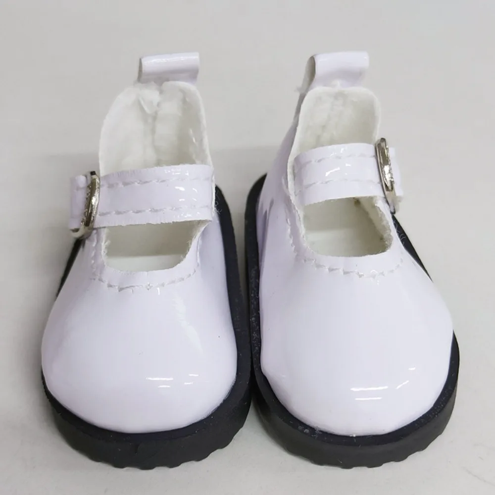 Mini Flat Bottomed Toy Shoes Leather Bottomed Glossy Leather Shoes 4.7cm X 2.5cm DIY Casual Shoes 1/6 Point Doll